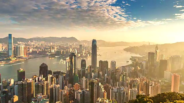 维多利亚港早晨日出时间视频素材画面4