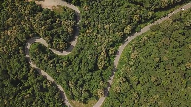 穿过树林的道路鸟瞰图，视频素材画面4