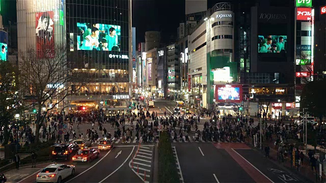 东京，日本，时间推移-涉谷夜从天空树塔中拍摄视频素材画面1