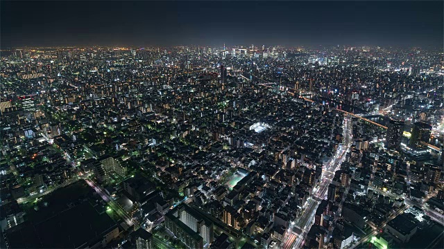 东京，日本，时间推移-涉谷夜从天空树塔广角视频素材画面2