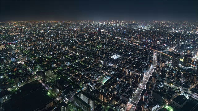 东京，日本，时间推移-涉谷夜从天空树塔广角视频素材画面3