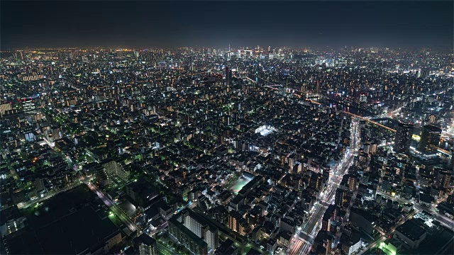 东京，日本，时间推移-涉谷夜从天空树塔广角视频素材画面4