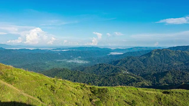 T/L热带山脉和蓝天与移动的云在早晨的风景视频素材