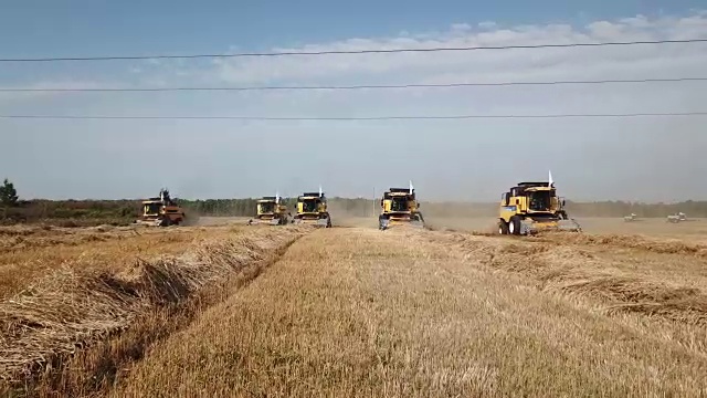 收割机收割小麦视频素材画面2