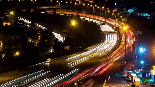 夜间汽车交通时间流逝视频素材