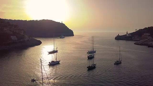 索勒港鸟瞰图，马略卡岛。地中海视频素材