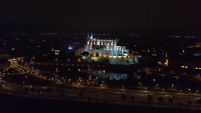 夜景鸟瞰图圣玛丽亚大教堂帕尔马视频素材